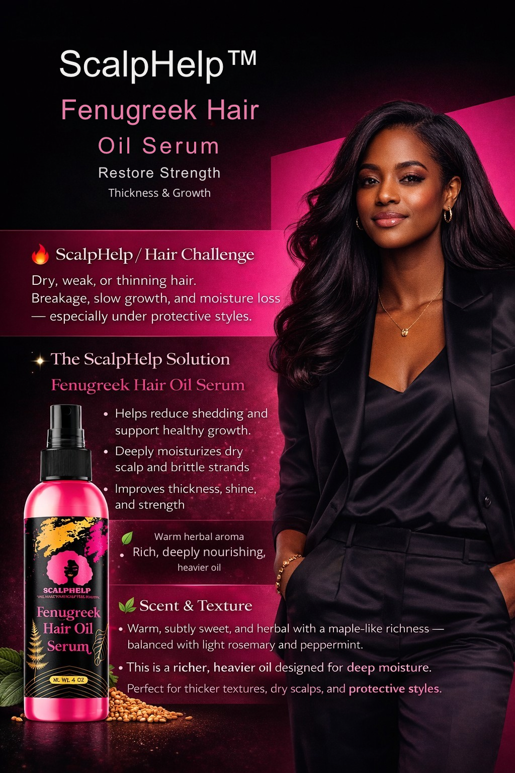 ScalpHelp Fenugreek Hair Oil Serum Restore Strength, Thickness & Growth