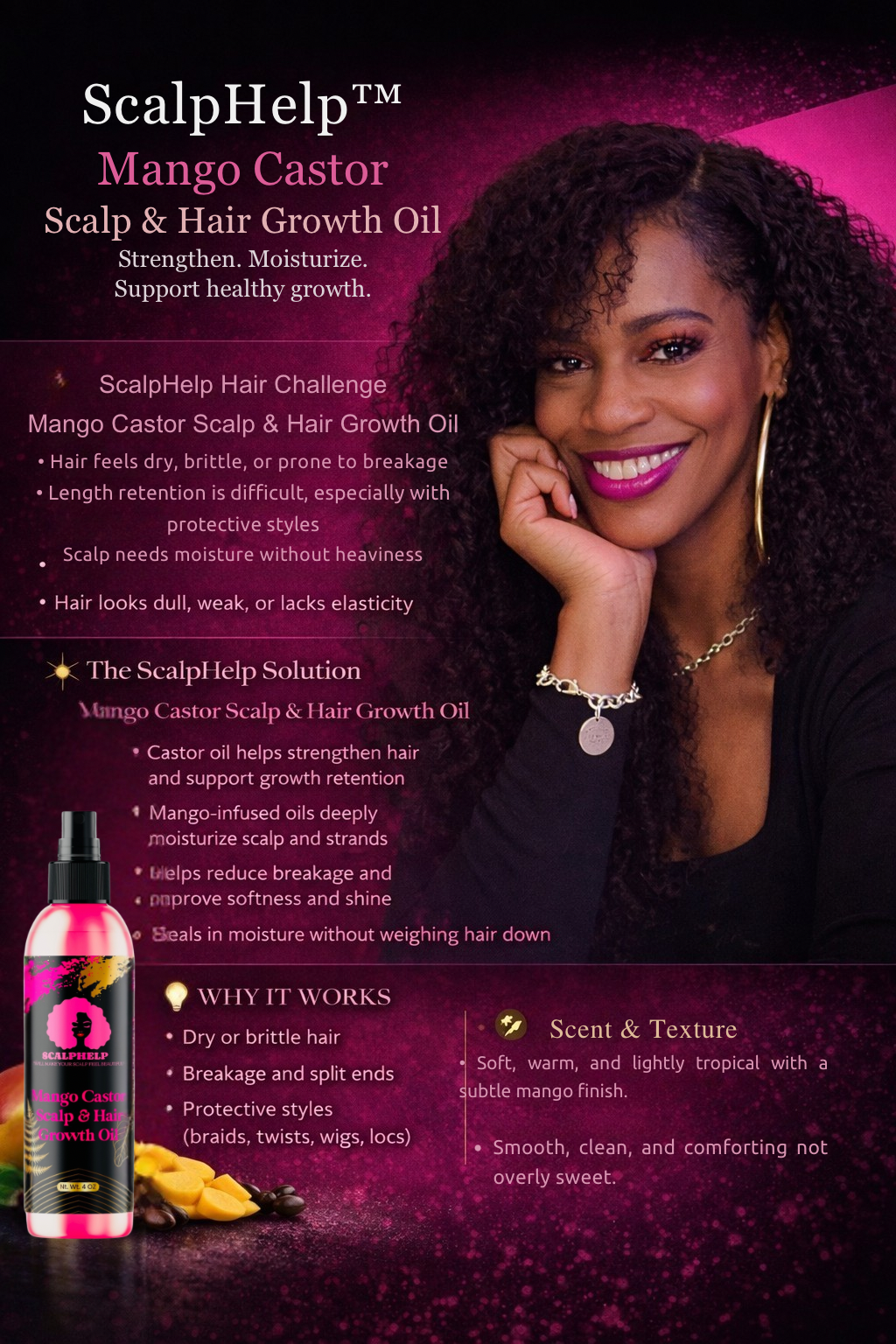 ScalpHelp Mango Castor Scalp & Hair Growth Oil Strengthen. Moisturize. Support healthy growth.